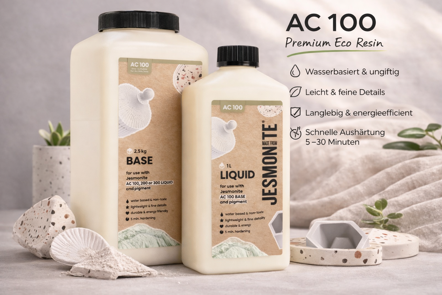 Jesmonite AC100 Duo-Set – 1 L Liquid & 2,5 kg Base