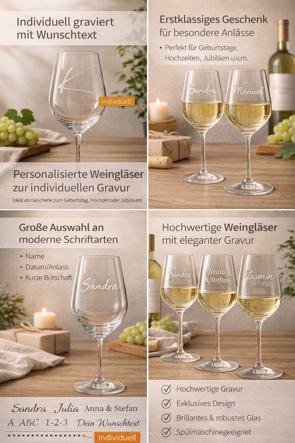 Personalisiertes Glas mit individueller Gravur